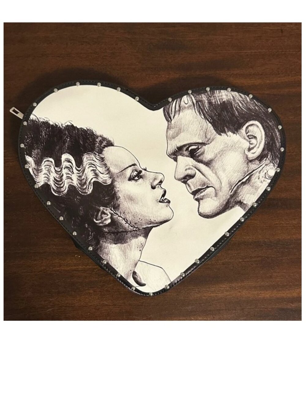 Frankenstein and Bride Heart Backpack - Glow in the Dark Crossbody Bag